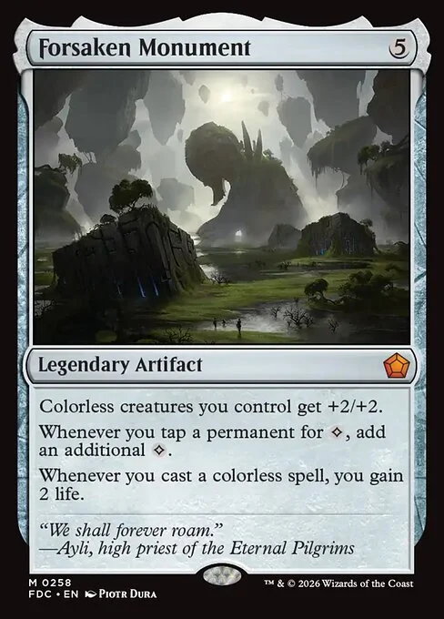 Forsaken Monument, carta Magic di tipo Legendary Artifact illustrata da Piotr Dura