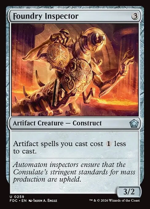 Foundry Inspector, carta Magic di tipo Artifact Creature — Construct illustrata da Jason A. Engle