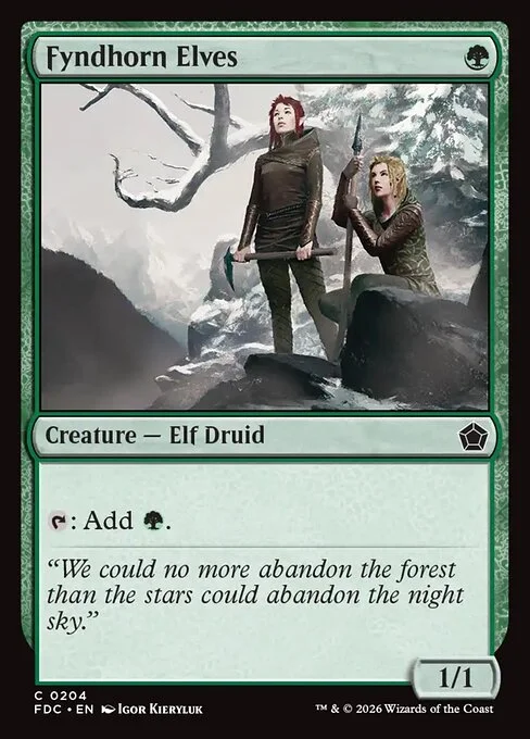 Fyndhorn Elves, carta Magic di tipo Creature — Elf Druid illustrata da Igor Kieryluk