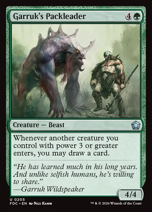 Garruk's Packleader, carta Magic di tipo Creature — Beast illustrata da Nils Hamm