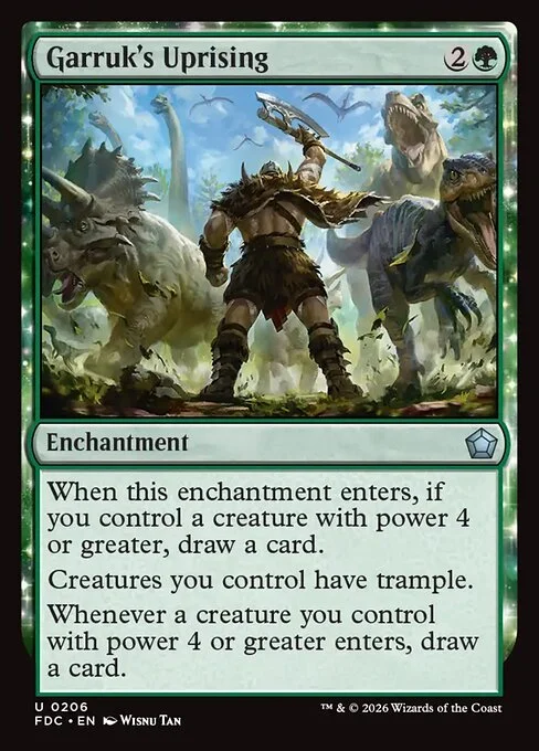 Garruk's Uprising, carta Magic di tipo Enchantment illustrata da Wisnu Tan