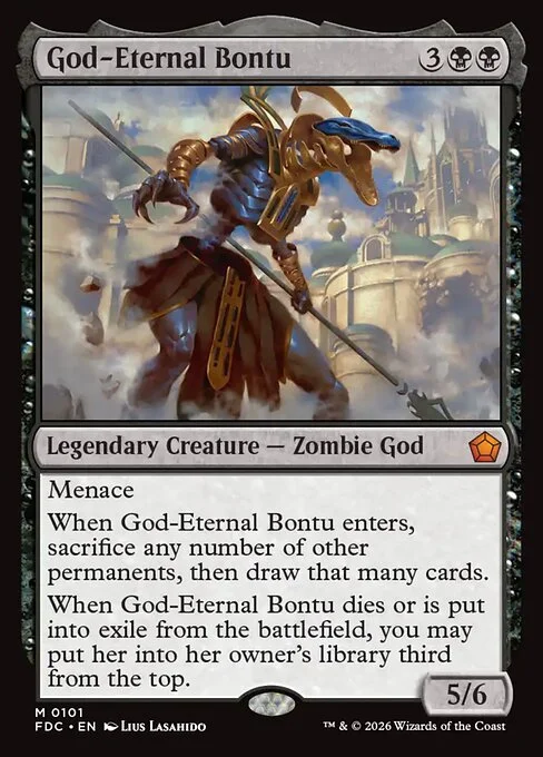 God-Eternal Bontu, carta Magic di tipo Legendary Creature — Zombie God illustrata da Lius Lasahido