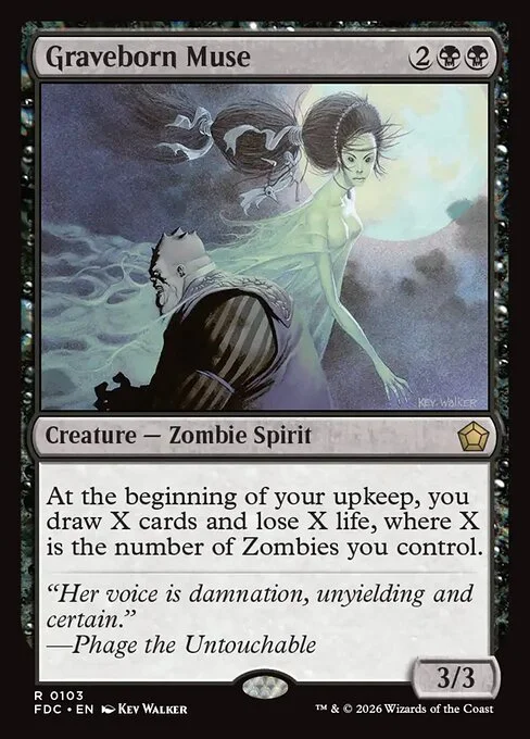 Graveborn Muse, carta Magic di tipo Creature — Zombie Spirit illustrata da Kev Walker