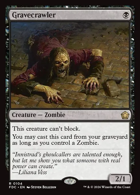 Gravecrawler, carta Magic di tipo Creature — Zombie illustrata da Steven Belledin