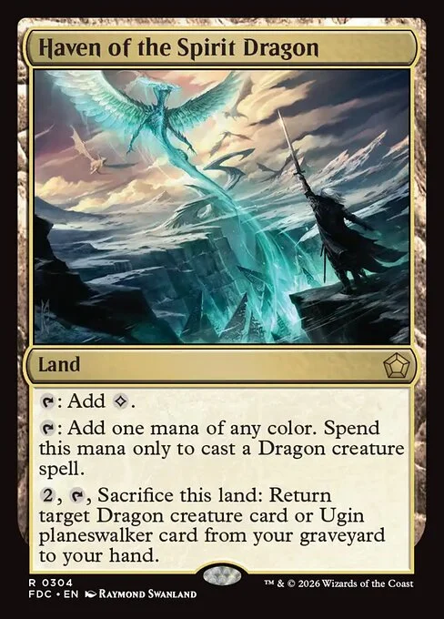Haven of the Spirit Dragon, carta Magic di tipo Land illustrata da Raymond Swanland