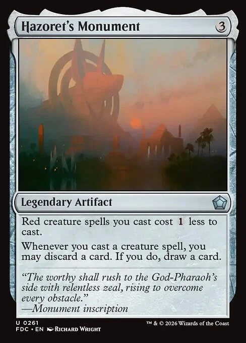 Hazoret's Monument, carta Magic di tipo Legendary Artifact illustrata da Richard Wright
