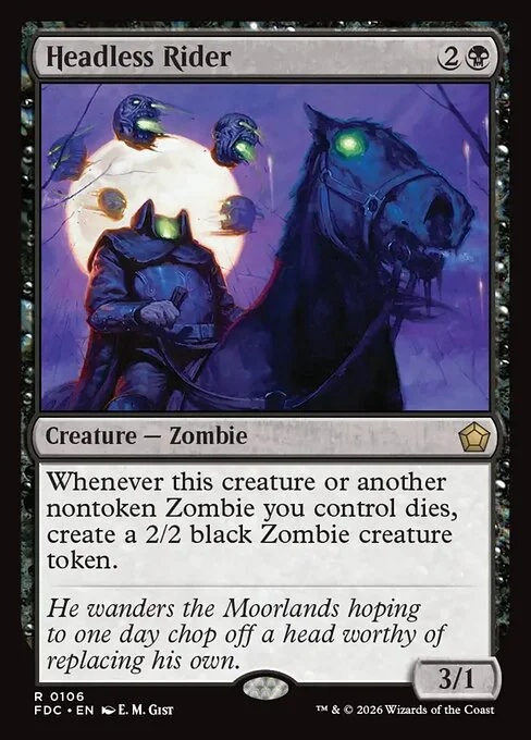 Headless Rider, carta Magic di tipo Creature — Zombie illustrata da E. M. Gist