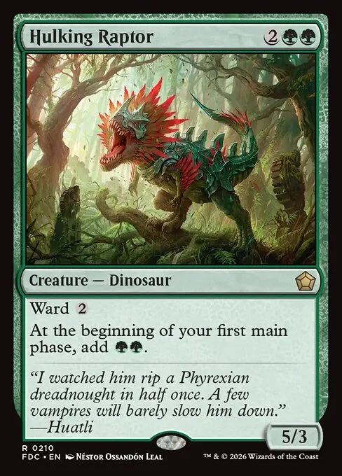 Hulking Raptor, carta Magic di tipo Creature — Dinosaur illustrata da Néstor Ossandón Leal