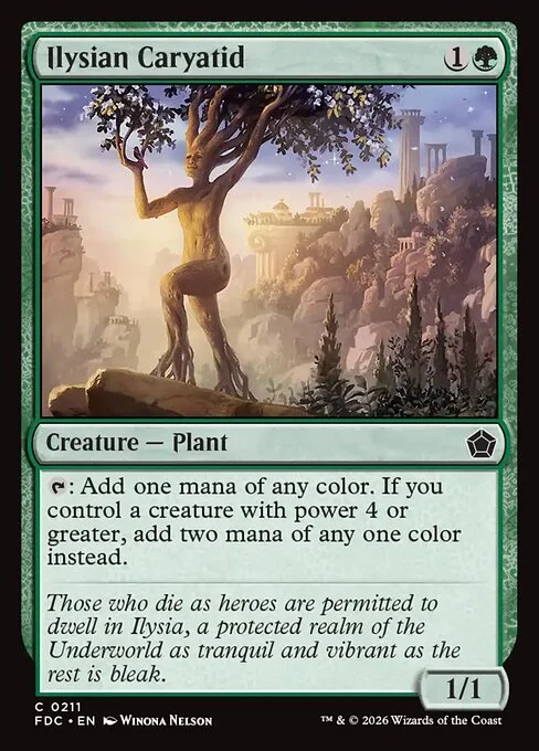 Ilysian Caryatid, carta Magic di tipo Creature — Plant illustrata da Winona Nelson
