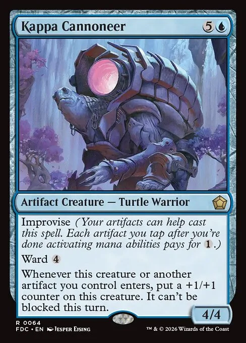 Kappa Cannoneer, carta Magic di tipo Artifact Creature — Turtle Warrior illustrata da Jesper Ejsing