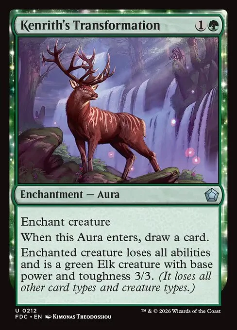 Kenrith's Transformation, carta Magic di tipo Enchantment — Aura illustrata da Kimonas Theodossiou