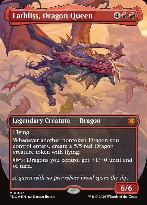 Lathliss, Dragon Queen, carta Magic di tipo Legendary Creature — Dragon illustrata da Zoltan Boros