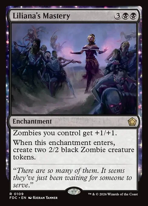 Liliana's Mastery, carta Magic di tipo Enchantment illustrata da Kieran Yanner