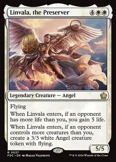 Linvala, the Preserver, carta Magic di tipo Legendary Creature — Angel illustrata da Magali Villeneuve