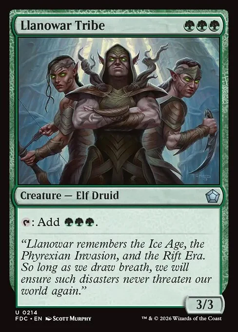 Llanowar Tribe, carta Magic di tipo Creature — Elf Druid illustrata da Scott Murphy
