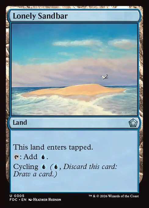Lonely Sandbar, carta Magic di tipo Land illustrata da Heather Hudson