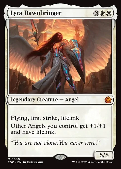 Lyra Dawnbringer, carta Magic di tipo Legendary Creature — Angel illustrata da Chris Rahn