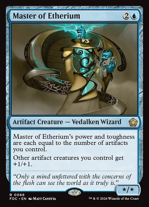 Master of Etherium, carta Magic di tipo Artifact Creature — Vedalken Wizard illustrata da Matt Cavotta