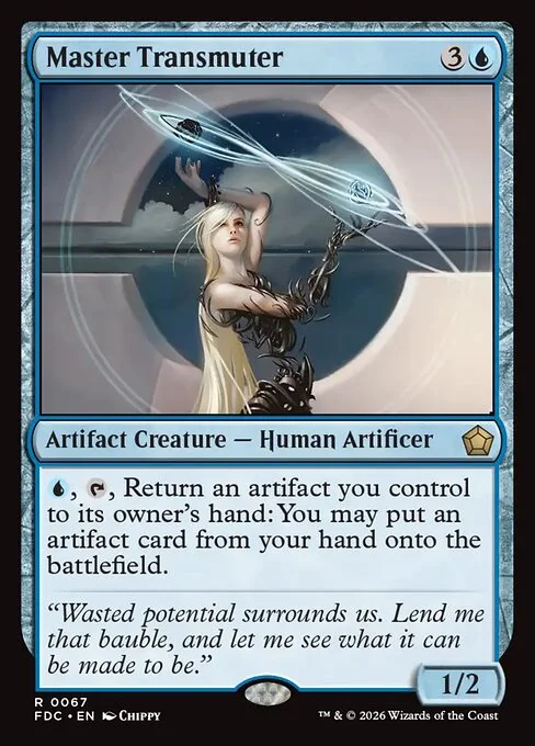 Master Transmuter, carta Magic di tipo Artifact Creature — Human Artificer illustrata da Chippy