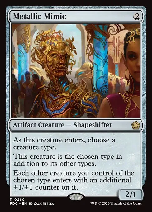 Metallic Mimic, carta Magic di tipo Artifact Creature — Shapeshifter illustrata da Zack Stella