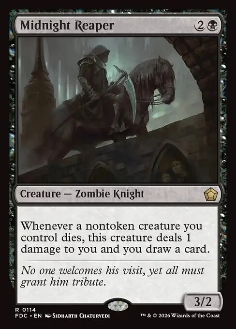 Midnight Reaper, carta Magic di tipo Creature — Zombie Knight illustrata da Sidharth Chaturvedi