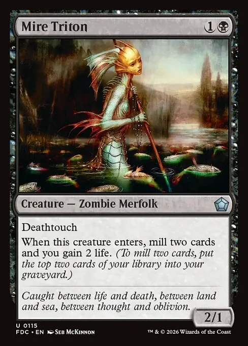 Mire Triton, carta Magic di tipo Creature — Zombie Merfolk illustrata da Seb McKinnon