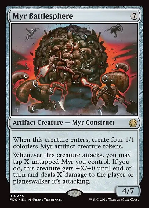 Myr Battlesphere, carta Magic di tipo Artifact Creature — Myr Construct illustrata da Franz Vohwinkel