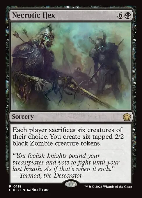 Necrotic Hex, carta Magic di tipo Sorcery illustrata da Nils Hamm
