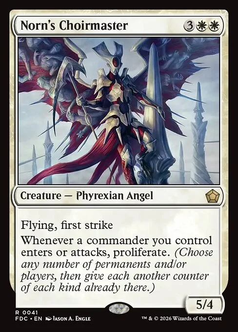 Norn's Choirmaster, carta Magic di tipo Creature — Phyrexian Angel illustrata da Jason A. Engle