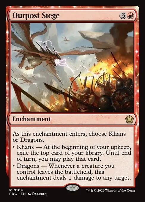 Outpost Siege, carta Magic di tipo Enchantment illustrata da Daarken