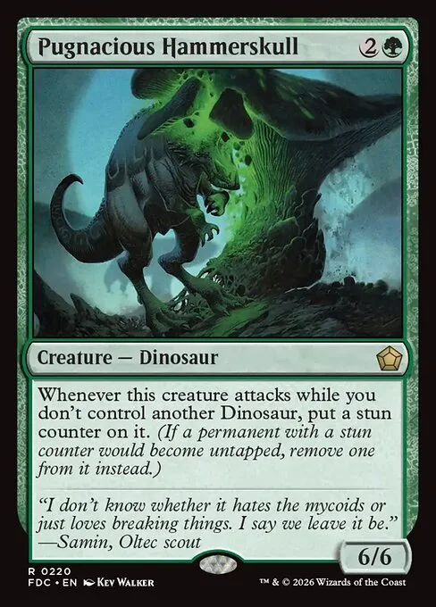 Pugnacious Hammerskull, carta Magic di tipo Creature — Dinosaur illustrata da Kev Walker
