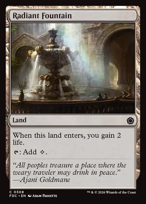 Radiant Fountain, carta Magic di tipo Land illustrata da Adam Paquette
