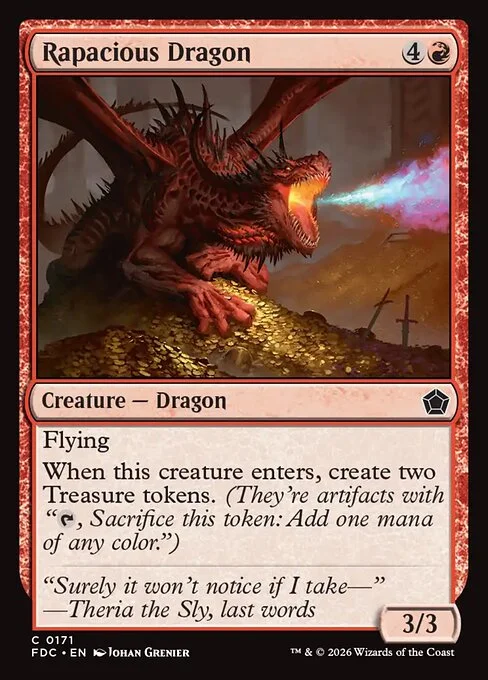 Rapacious Dragon, carta Magic di tipo Creature — Dragon illustrata da Johan Grenier