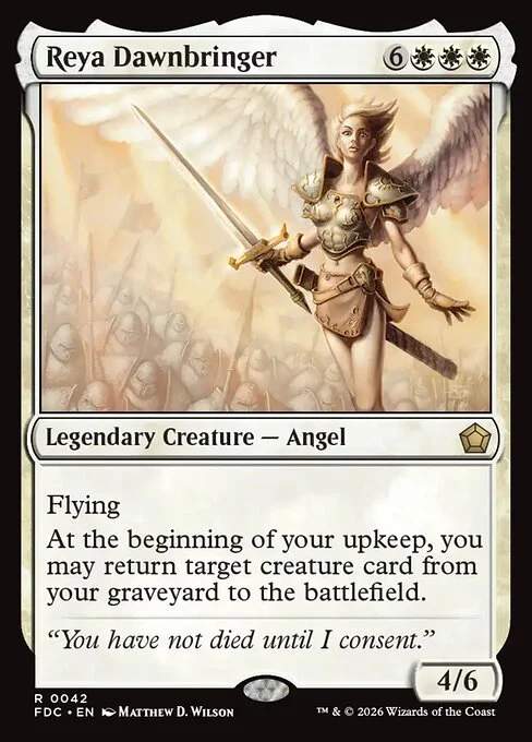 Reya Dawnbringer, carta Magic di tipo Legendary Creature — Angel illustrata da Matthew D. Wilson