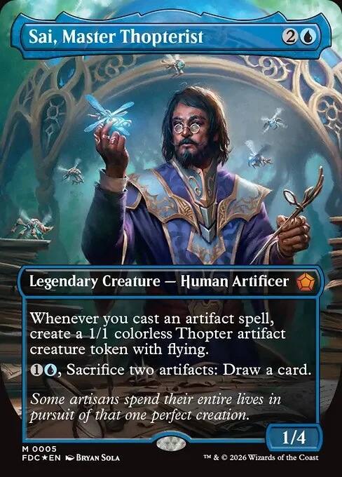 Sai, Master Thopterist, carta Magic di tipo Legendary Creature — Human Artificer illustrata da Bryan Sola