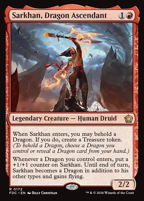 Sarkhan, Dragon Ascendant, carta Magic di tipo Legendary Creature — Human Druid illustrata da Billy Christian