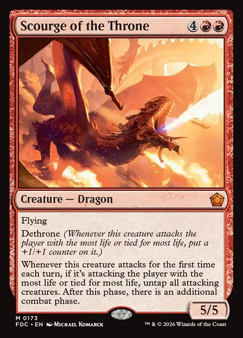 Scourge of the Throne, carta Magic di tipo Creature — Dragon illustrata da Michael Komarck