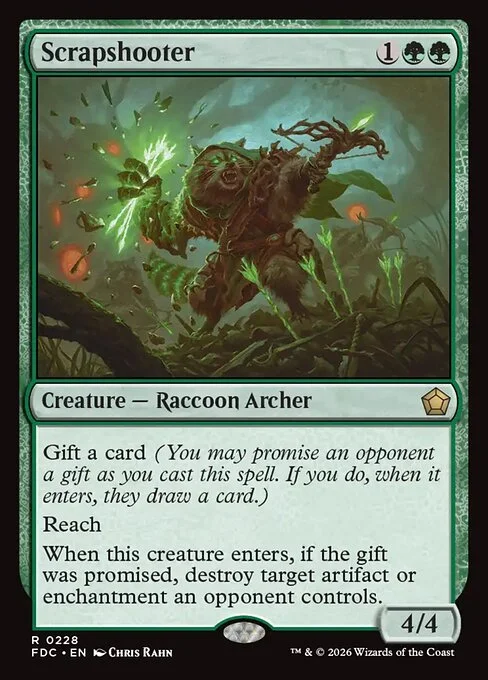Scrapshooter, carta Magic di tipo Creature — Raccoon Archer illustrata da Chris Rahn