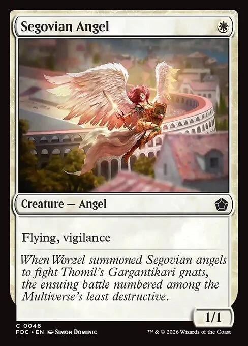 Segovian Angel, carta Magic di tipo Creature — Angel illustrata da Simon Dominic