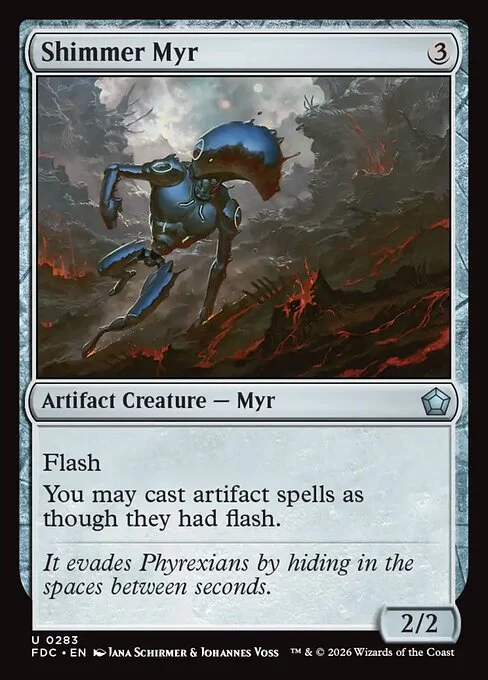 Shimmer Myr, carta Magic di tipo Artifact Creature — Myr illustrata da Jana Schirmer & Johannes Voss