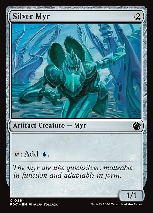 Silver Myr, carta Magic di tipo Artifact Creature — Myr illustrata da Alan Pollack
