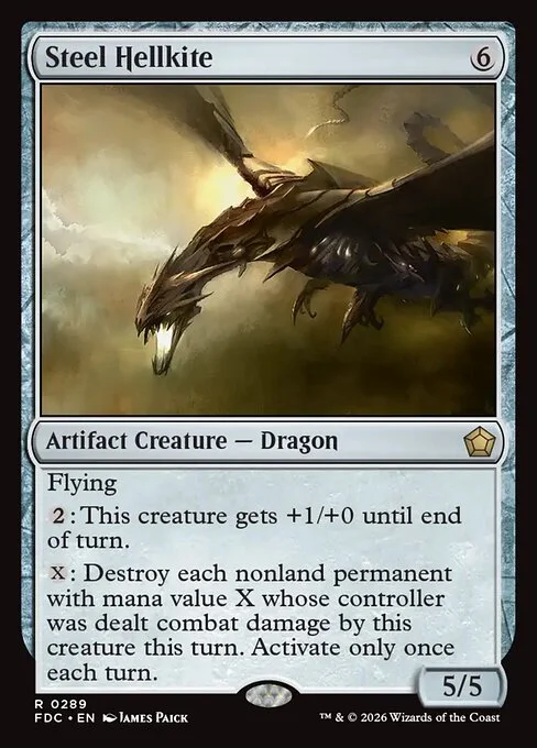 Steel Hellkite, carta Magic di tipo Artifact Creature — Dragon illustrata da James Paick