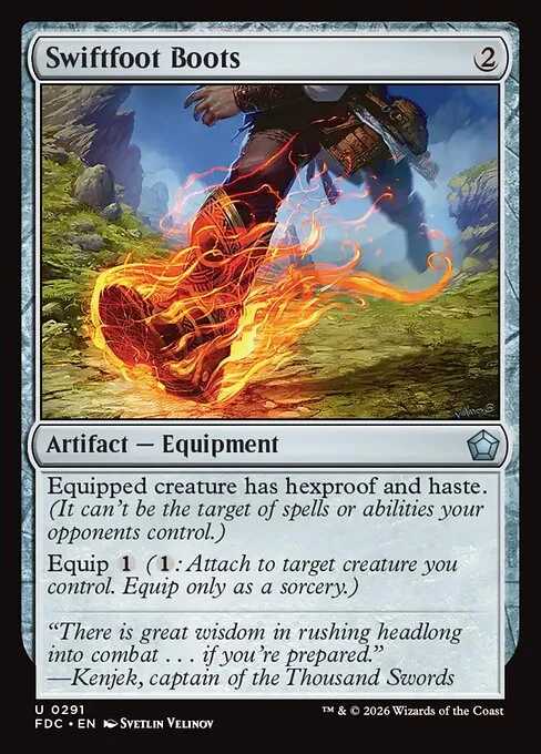 Swiftfoot Boots, carta Magic di tipo Artifact — Equipment illustrata da Svetlin Velinov