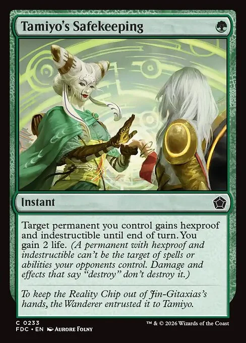 Tamiyo's Safekeeping, carta Magic di tipo Instant illustrata da Aurore Folny