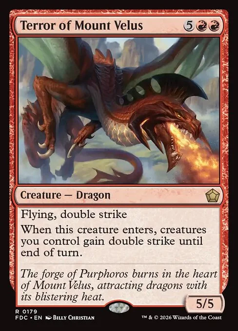 Terror of Mount Velus, carta Magic di tipo Creature — Dragon illustrata da Billy Christian