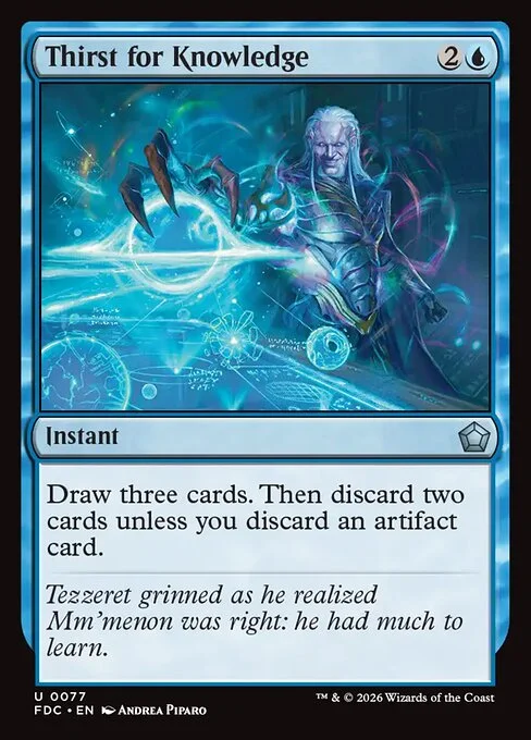 Thirst for Knowledge, carta Magic di tipo Instant illustrata da Andrea Piparo
