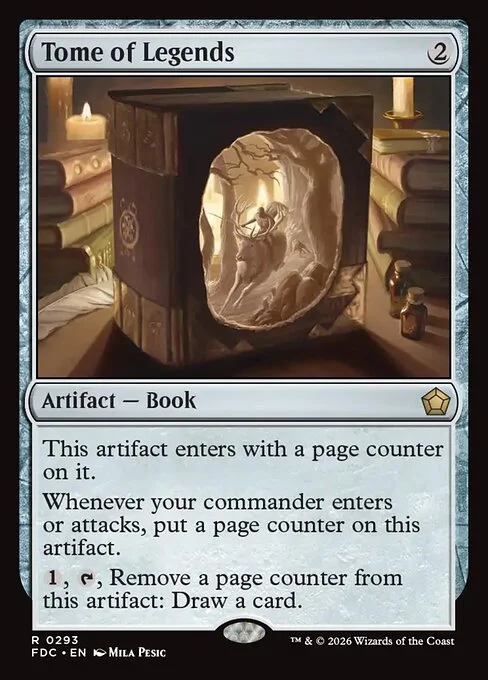 Tome of Legends, carta Magic di tipo Artifact — Book illustrata da Mila Pesic