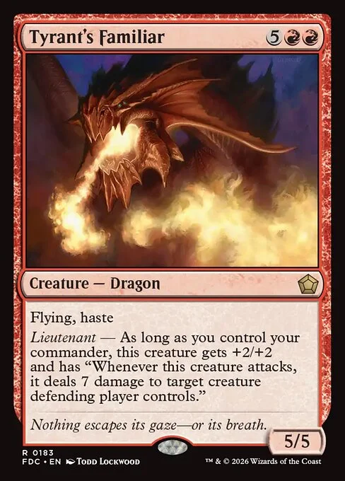 Tyrant's Familiar, carta Magic di tipo Creature — Dragon illustrata da Todd Lockwood