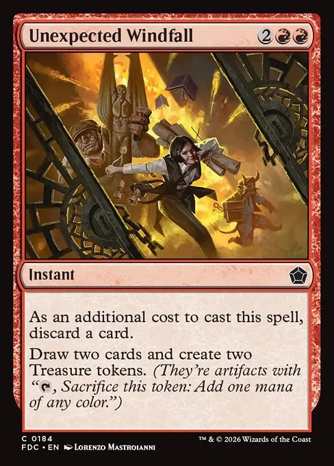Unexpected Windfall, carta Magic di tipo Instant illustrata da Lorenzo Mastroianni
