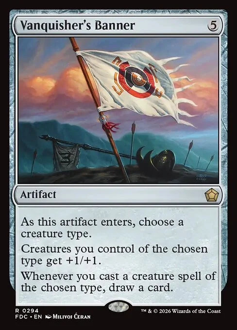 Vanquisher's Banner, carta Magic di tipo Artifact illustrata da Milivoj Ćeran